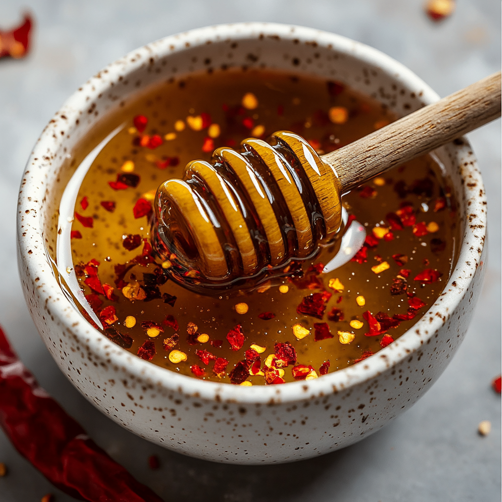 Hot honey sauce with chili flakes and honey