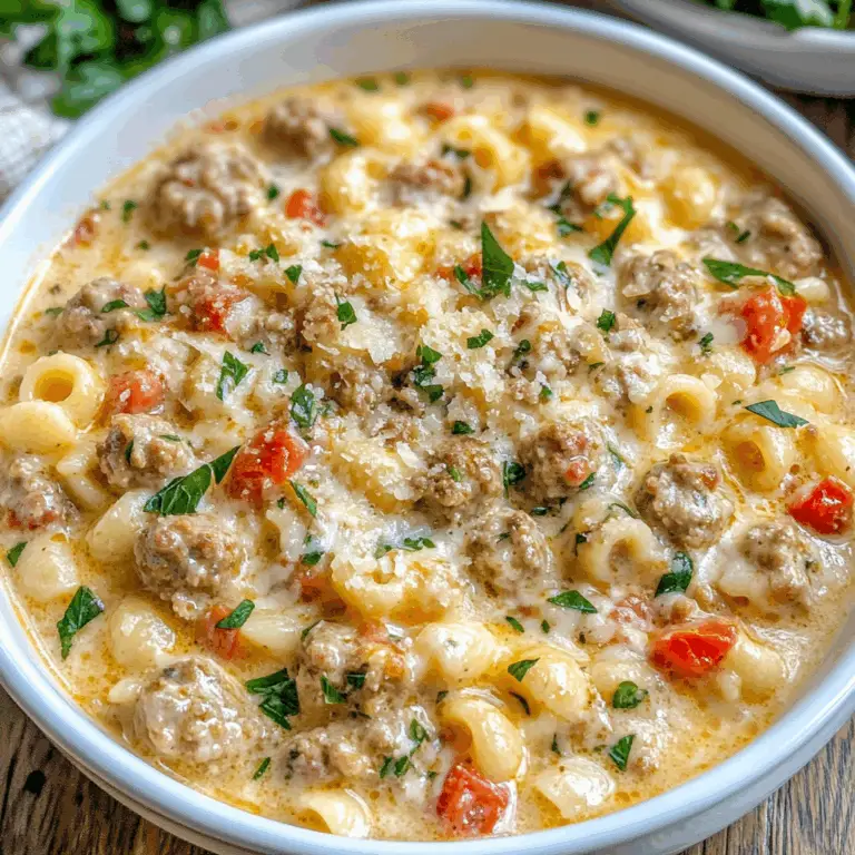 Creamy Parmesan Italian Sausage Ditalini Soup