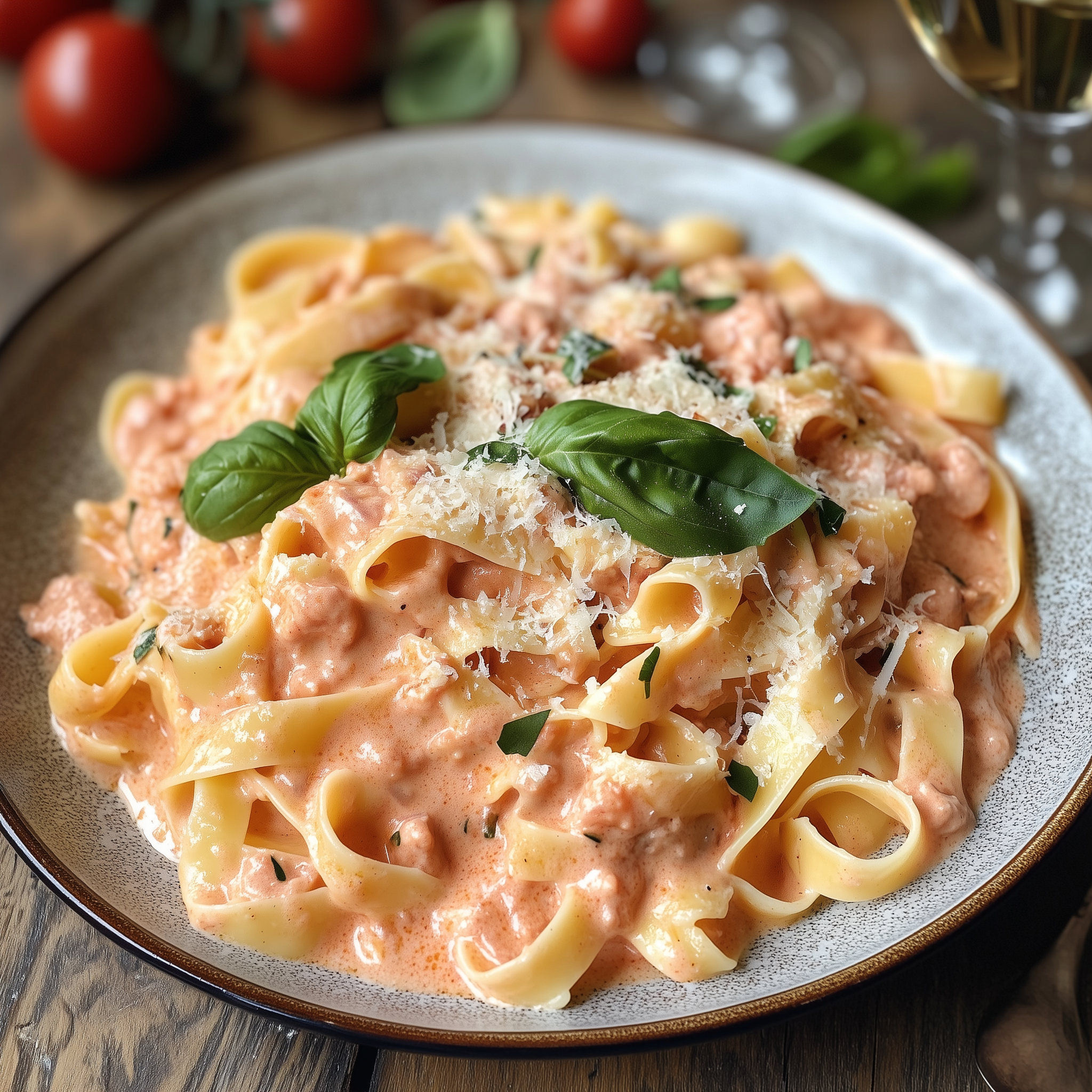 Blush sauce recipe with creamy tomato and Parmesan sauce