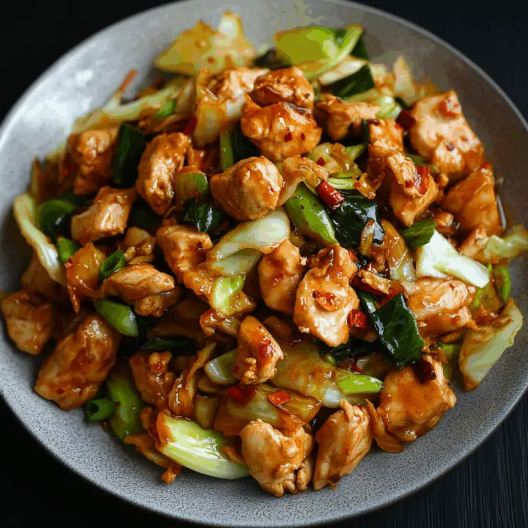 Healthy Chicken Cabbage Stir Fry with carrots and ginger