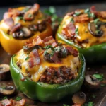 Mushroom BBQ Bacon Cheeseburger Stuffed Peppers