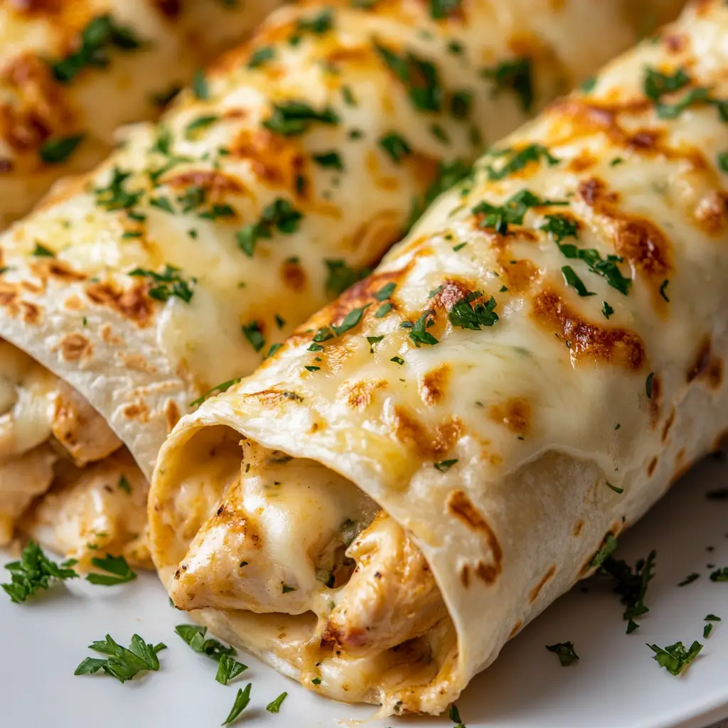 golden cheesy garlic chicken wraps