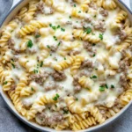 loaded cheeseburger Alfredo pasta