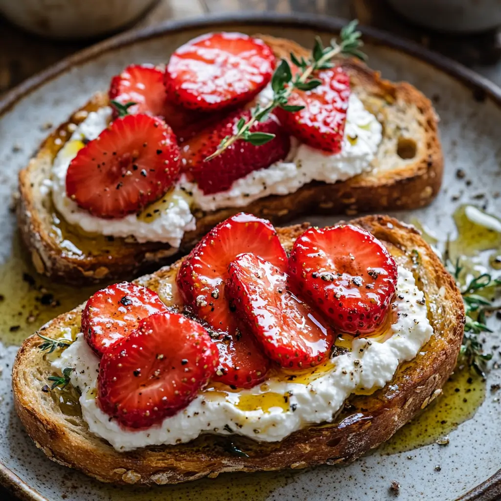 Roasted Strawberry Whipped Ricotta Toast