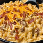 Creamy Loaded Bacon Cheeseburger Alfredo Pasta