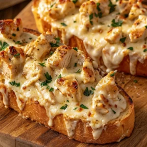 Chicken Alfredo Garlic Bread