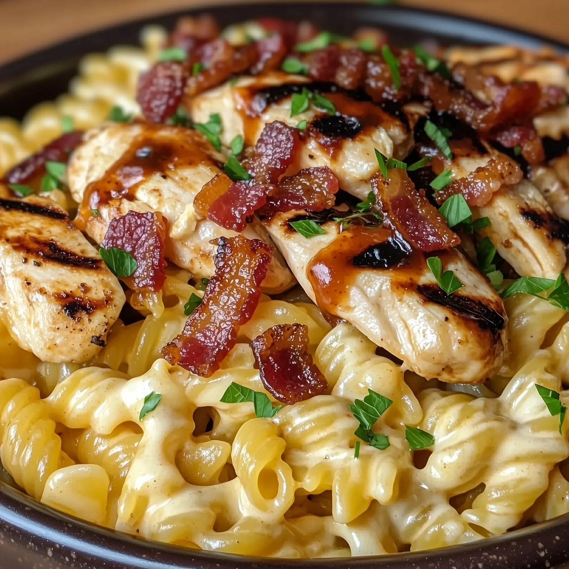Creamy BBQ Bacon Ranch Chicken Pasta
