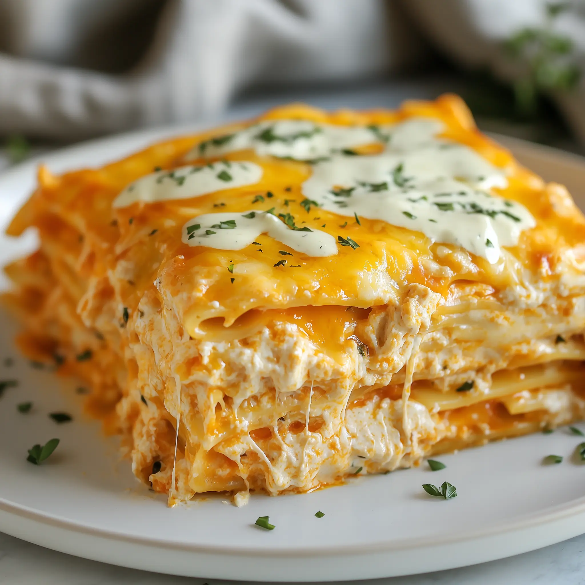 Creamy Buffalo Chicken Lasagna