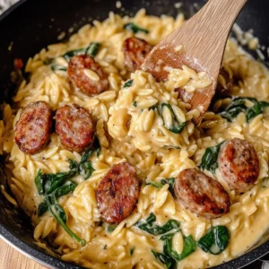 Creamy Orzo and Sausage Skillet