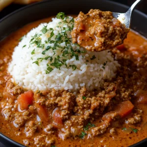 Creamy Spiced Keema Curry Over Rice