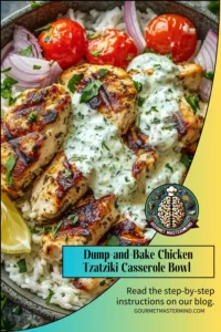 Dump and Bake Chicken Tzatziki Casserole Bowl Pinterest Pin
