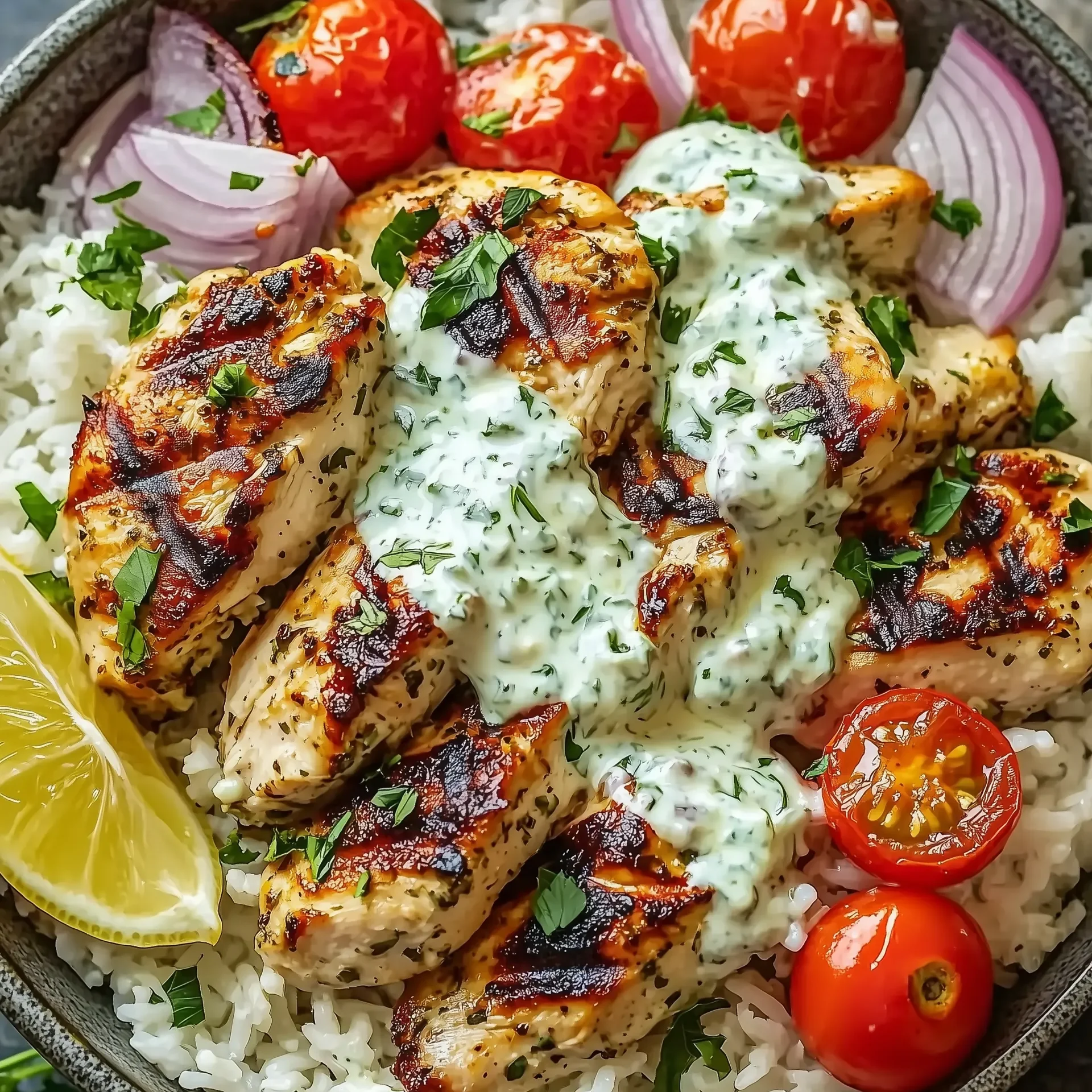 Dump and Bake Chicken Tzatziki Casserole Bowl