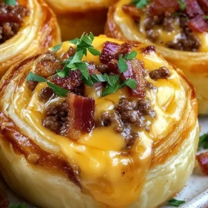 Garlic Butter Bacon Cheeseburger Rollups