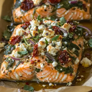 Baked Salmon with Feta & Sun-Dried Tomatoes