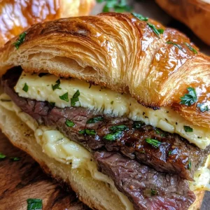 Black Garlic Butter Steak & Brie Croissant Melt