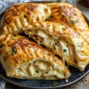 Cheesy Chicken Alfredo Puff Pastry Pockets