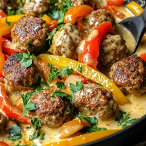 Creamy Dreamy Meatballs & Pepper Skillet
