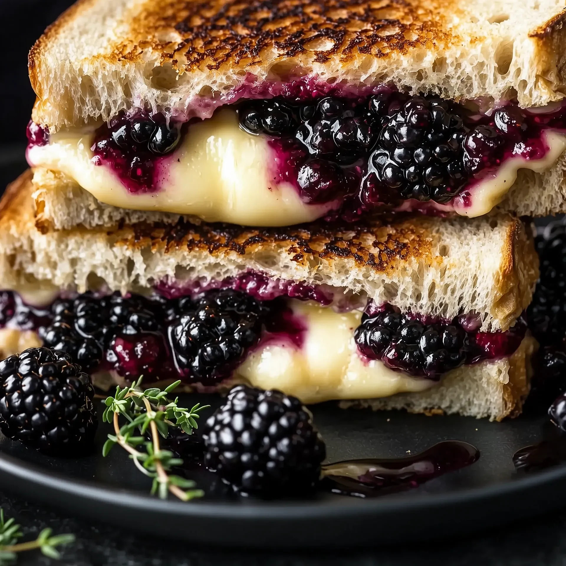 Blackberry Brie Grilled Cheese with Balsamic Drizzle