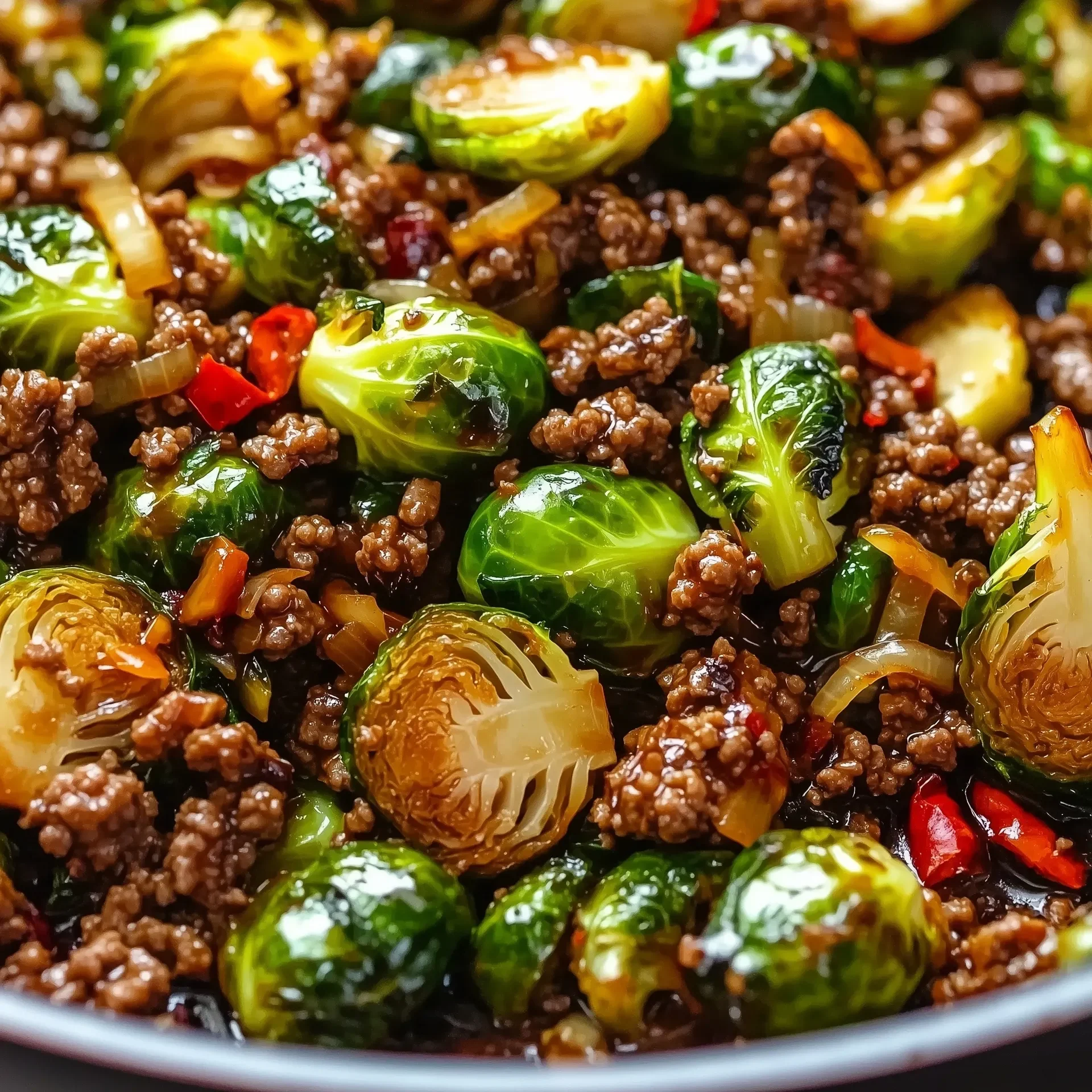 Ground Beef & Brussels Sprouts Stir-Fry