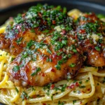 Lemon Garlic Butter Chicken Over Parmesan Linguine