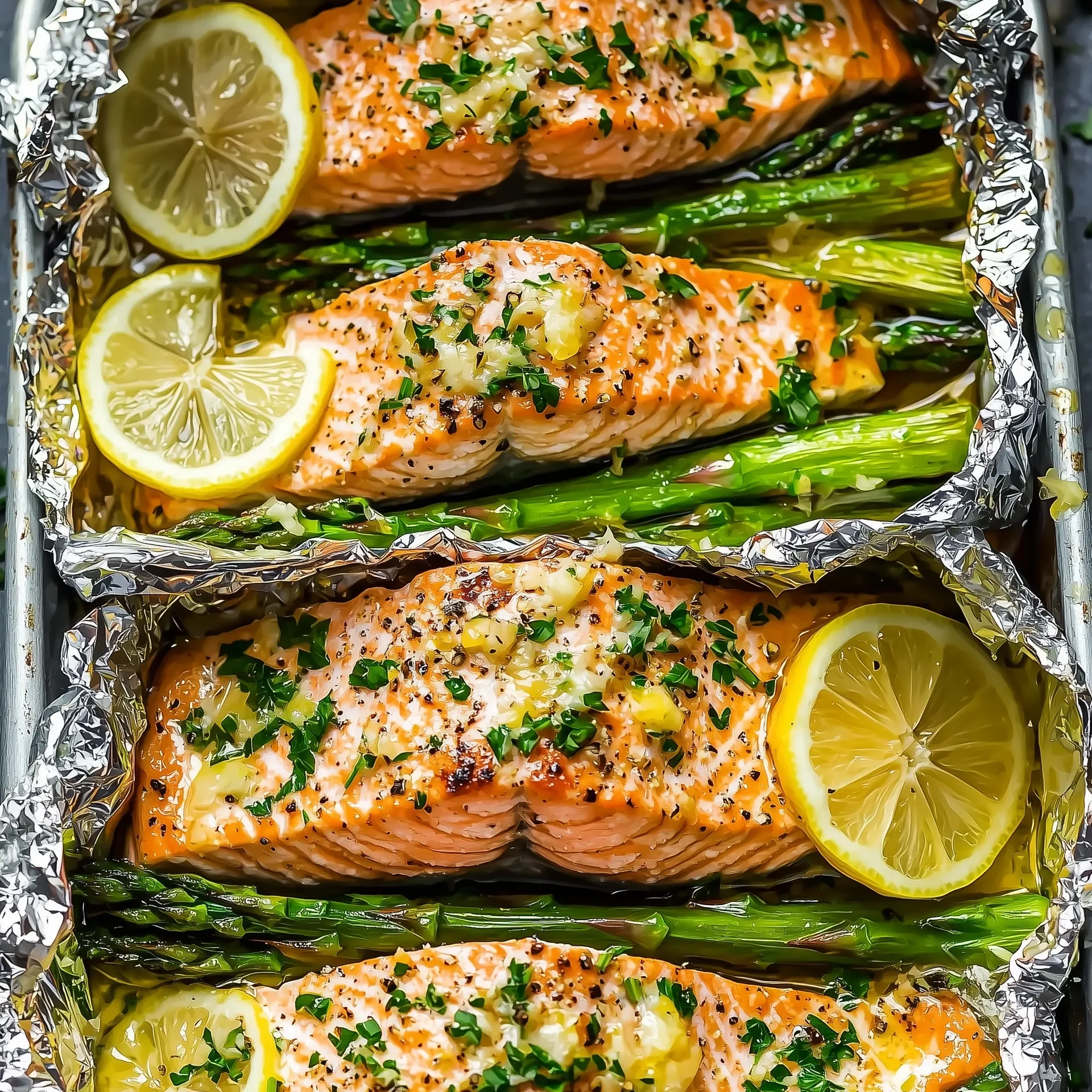 Lemon Garlic Butter Salmon Foil Packs