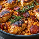 Spicy Chicken & Chorizo Rice Bake