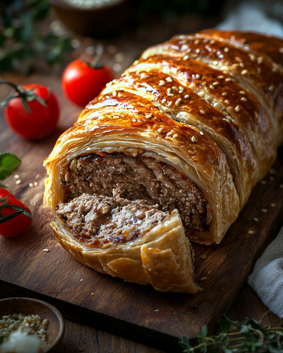 Meatloaf Wellington Wraps in Puff Pastry
